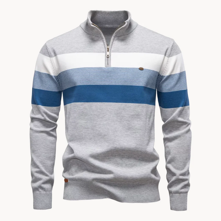 Men's Striped Cotton Blend Half-Zip Pullover – Ultra-Cozy, Lightweight Dailywear Sweater