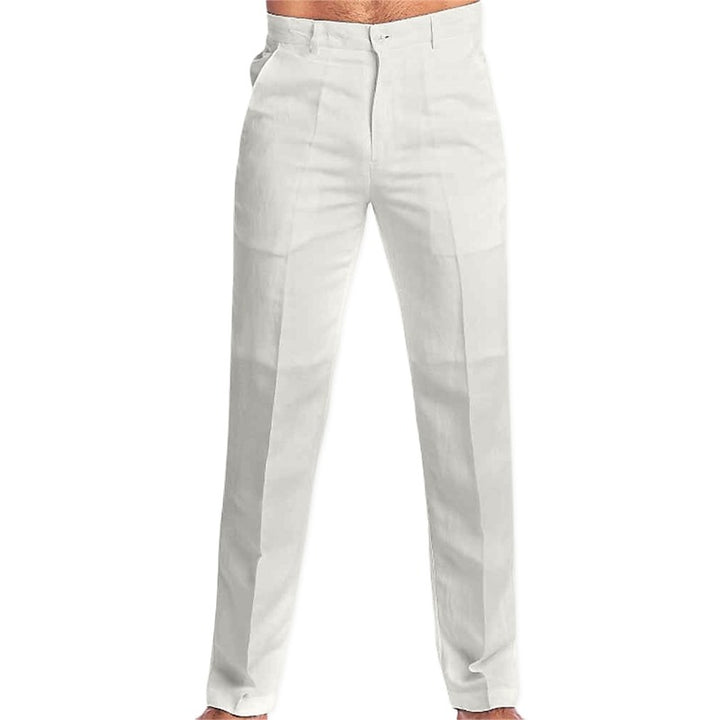 Men’s Classic Cotton-Linen Straight Fit Trousers – Breathable, Ultra-Light Everyday Pants