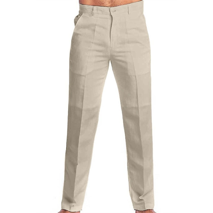 Men’s Classic Cotton-Linen Straight Fit Trousers – Breathable, Ultra-Light Everyday Pants