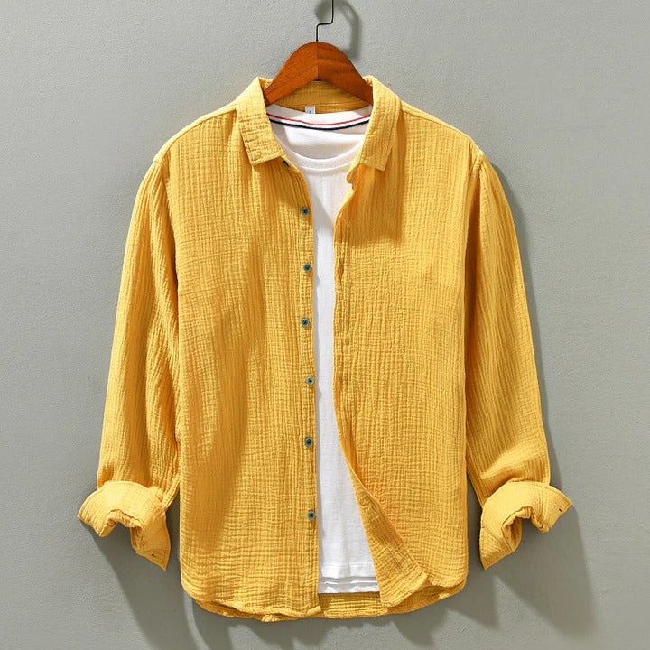 Classic 100% Cotton Button-Down Shirt – Ultra-Light, Textured Shirt