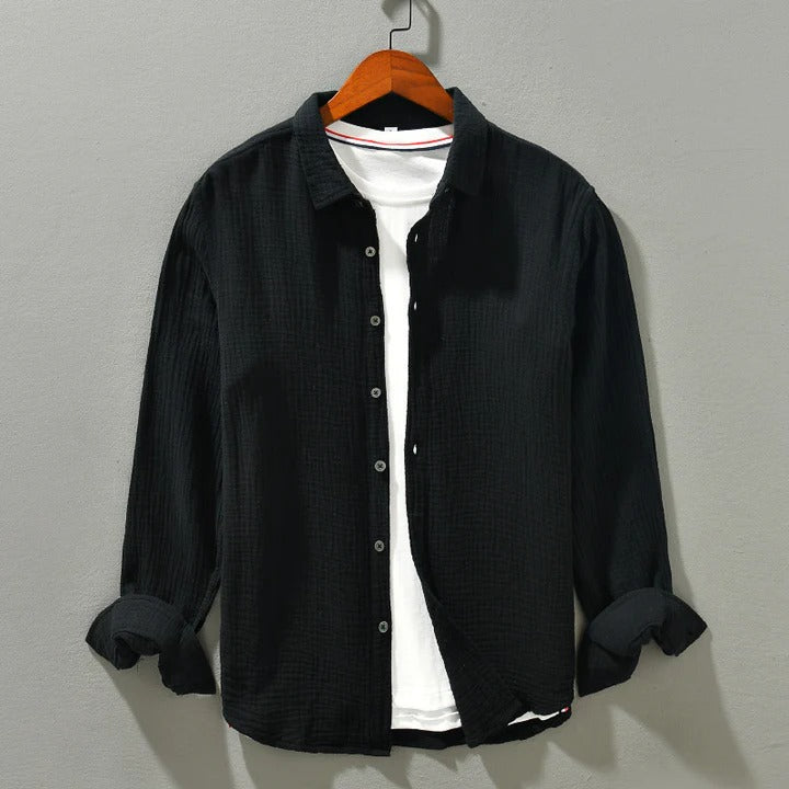 Classic 100% Cotton Button-Down Shirt – Ultra-Light, Textured Shirt