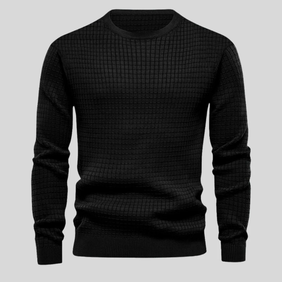 Men's Grid-Knit Classic Crew Neck Sweater – Ultra-light, Tailored Fit Sweater