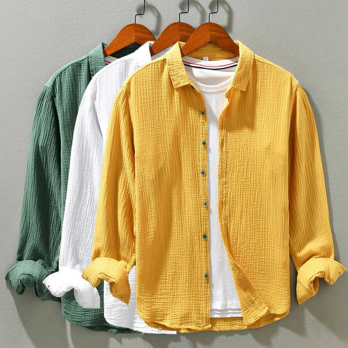 Classic 100% Cotton Button-Down Shirt – Ultra-Light, Textured Shirt