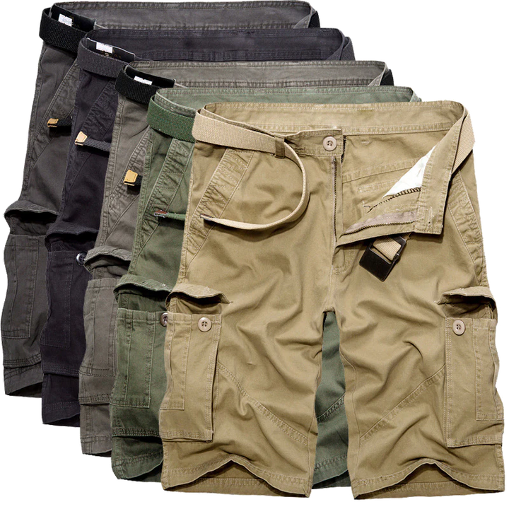 Men's Cotton Blend Utility Cargo Shorts – Multiple Pockets, Durable Shorts