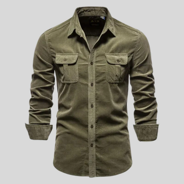 Men's 100% Pure Cotton Corduroy Shirt – Ultra-Durable, Relaxed Fit Shirt