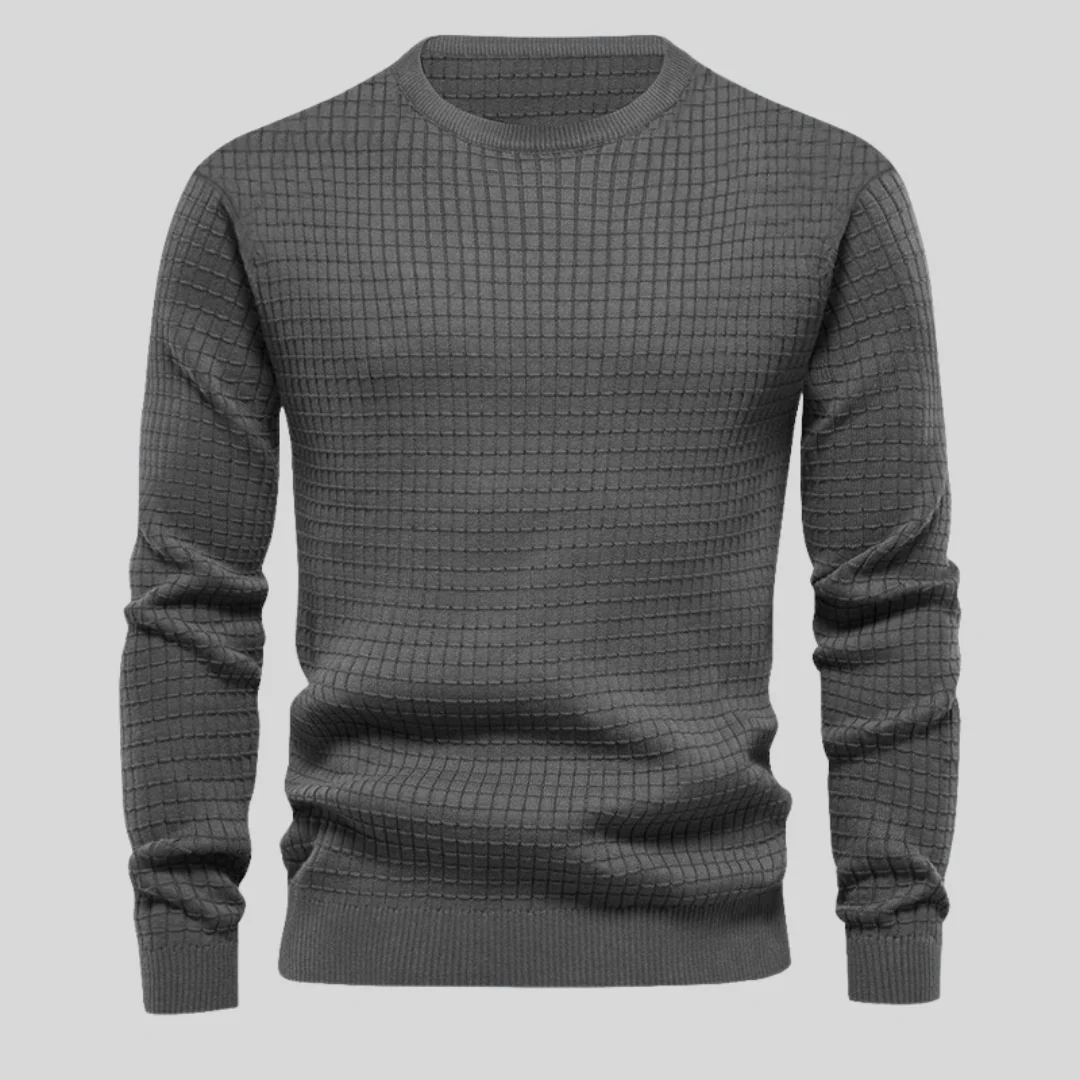 Men's Grid-Knit Classic Crew Neck Sweater – Ultra-light, Tailored Fit Sweater