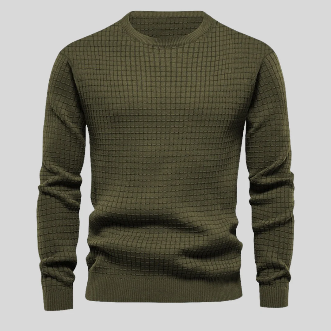 Men's Grid-Knit Classic Crew Neck Sweater – Ultra-light, Tailored Fit Sweater
