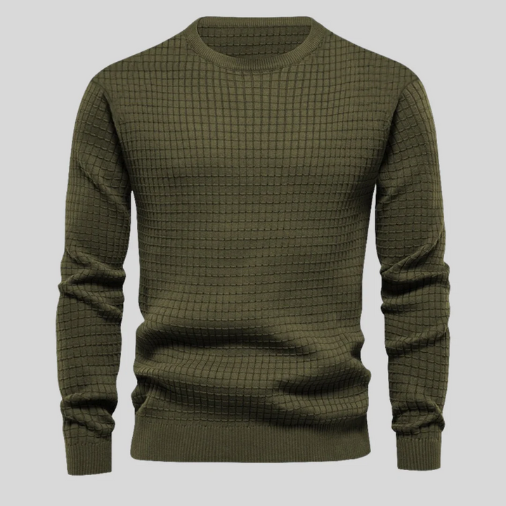Men's Grid-Knit Classic Crew Neck Sweater – Ultra-light, Tailored Fit Sweater