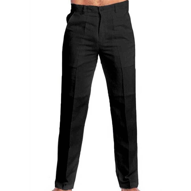 Men’s Classic Cotton-Linen Straight Fit Trousers – Breathable, Ultra-Light Everyday Pants