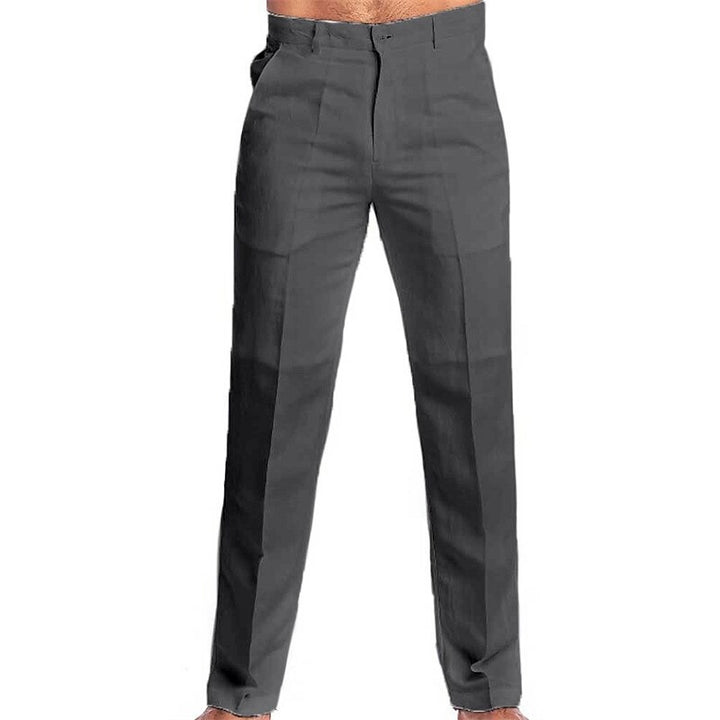 Men’s Classic Cotton-Linen Straight Fit Trousers – Breathable, Ultra-Light Everyday Pants