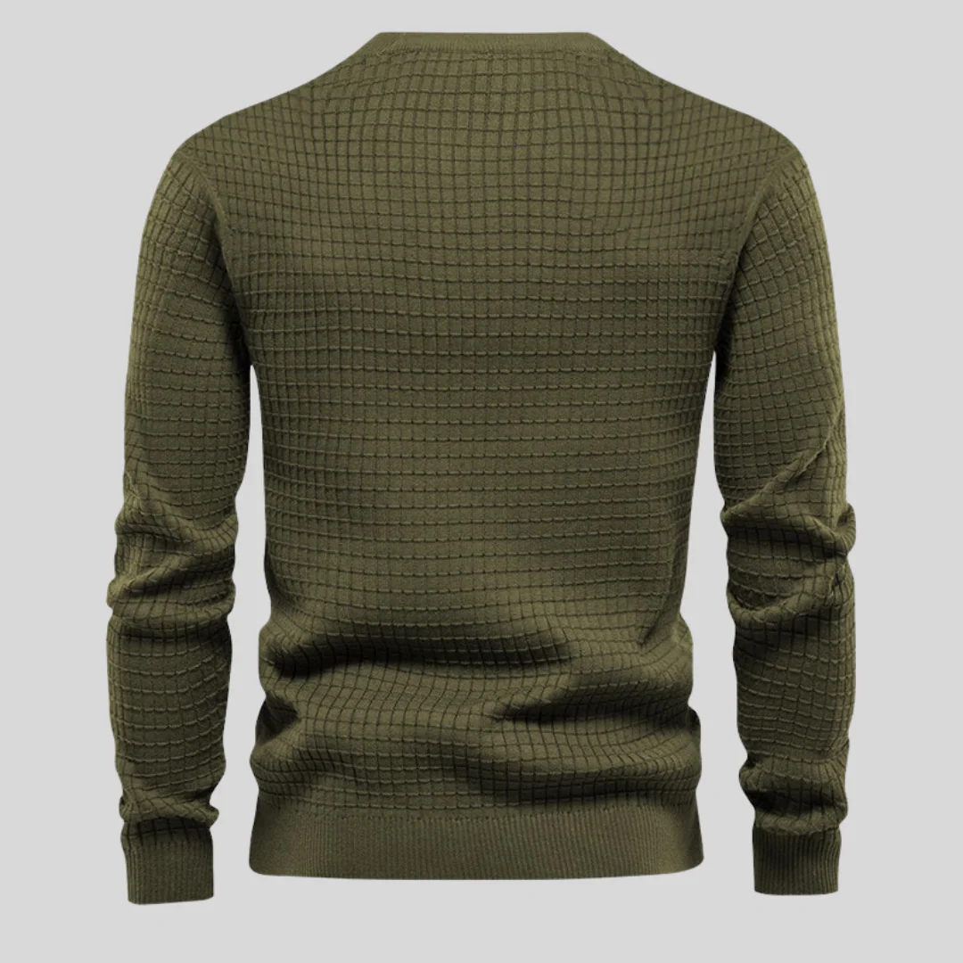 Men's Grid-Knit Classic Crew Neck Sweater – Ultra-light, Tailored Fit Sweater
