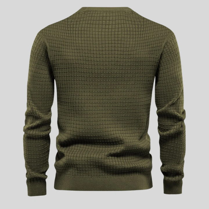 Men's Grid-Knit Classic Crew Neck Sweater – Ultra-light, Tailored Fit Sweater