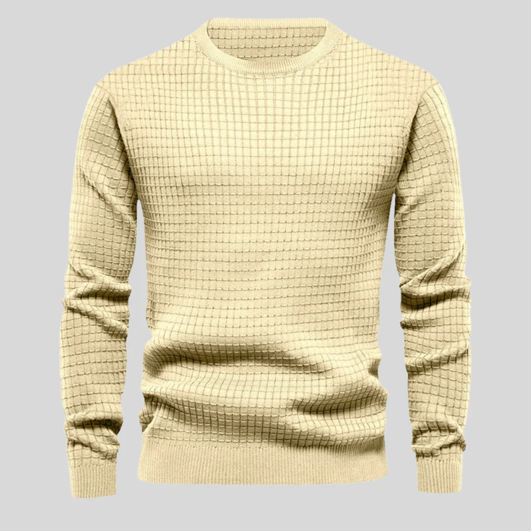 Men's Grid-Knit Classic Crew Neck Sweater – Ultra-light, Tailored Fit Sweater