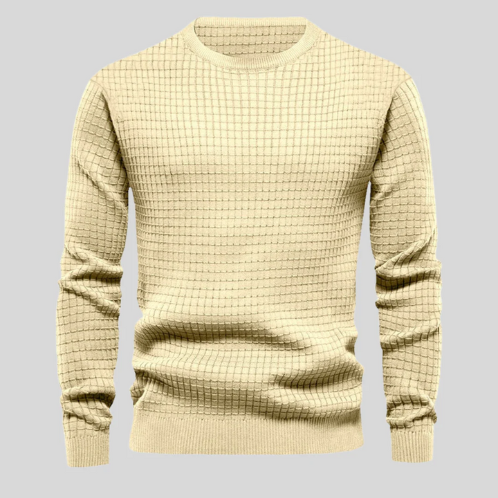 Men's Grid-Knit Classic Crew Neck Sweater – Ultra-light, Tailored Fit Sweater