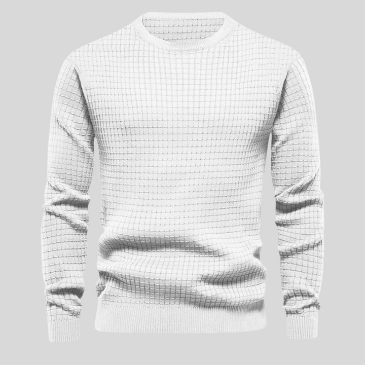 Men's Grid-Knit Classic Crew Neck Sweater – Ultra-light, Tailored Fit Sweater