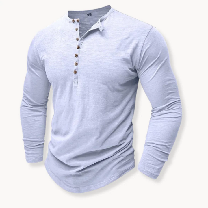 Men's Cotton Blend Long-Sleeve Henley Tee – Super-Soft, Breathable T-Shirt