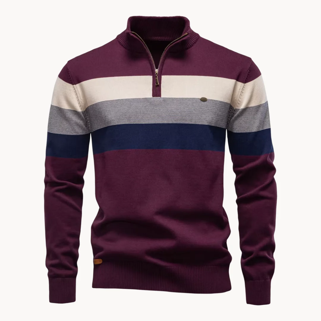 Men's Striped Cotton Blend Half-Zip Pullover – Ultra-Cozy, Lightweight Dailywear Sweater