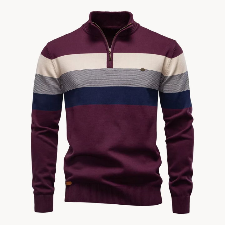 Men's Striped Cotton Blend Half-Zip Pullover – Ultra-Cozy, Lightweight Dailywear Sweater