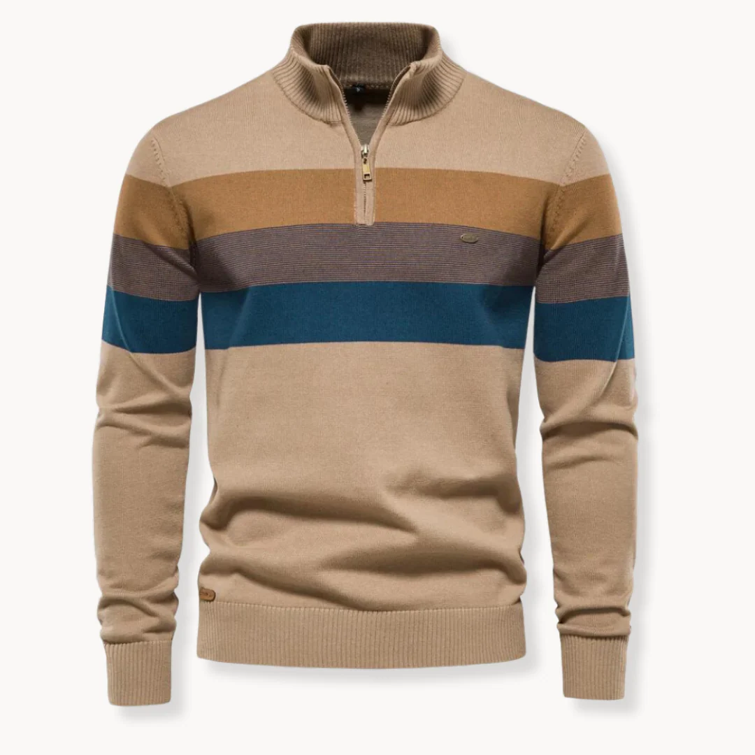 Men's Striped Cotton Blend Half-Zip Pullover – Ultra-Cozy, Lightweight Dailywear Sweater