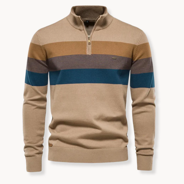 Men's Striped Cotton Blend Half-Zip Pullover – Ultra-Cozy, Lightweight Dailywear Sweater