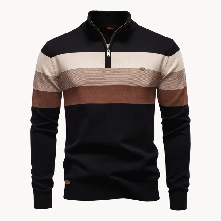 Men's Striped Cotton Blend Half-Zip Pullover – Ultra-Cozy, Lightweight Dailywear Sweater