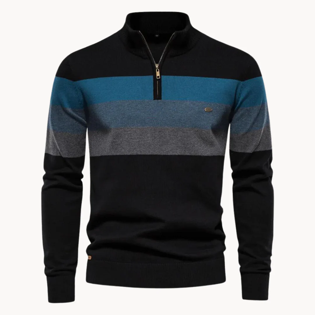 Men's Striped Cotton Blend Half-Zip Pullover – Ultra-Cozy, Lightweight Dailywear Sweater