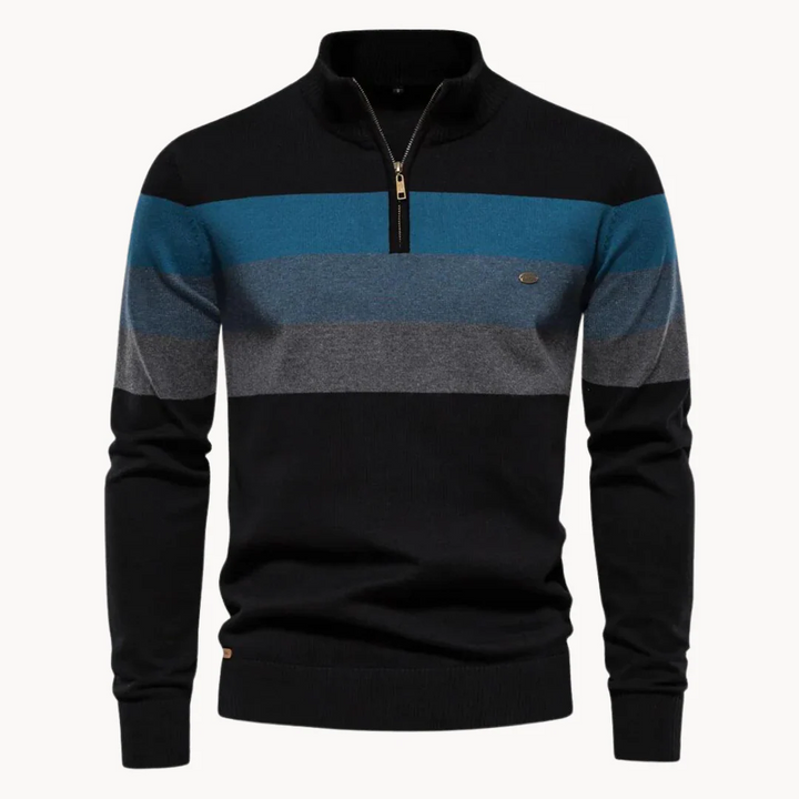 Men's Striped Cotton Blend Half-Zip Pullover – Ultra-Cozy, Lightweight Dailywear Sweater
