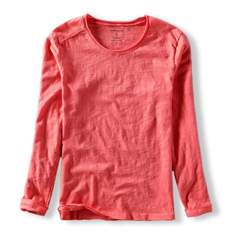 Long Sleeve 100% Organic Cotton T-shirt– Ultra-Soft, Breathable, Comfortable Fit Tee