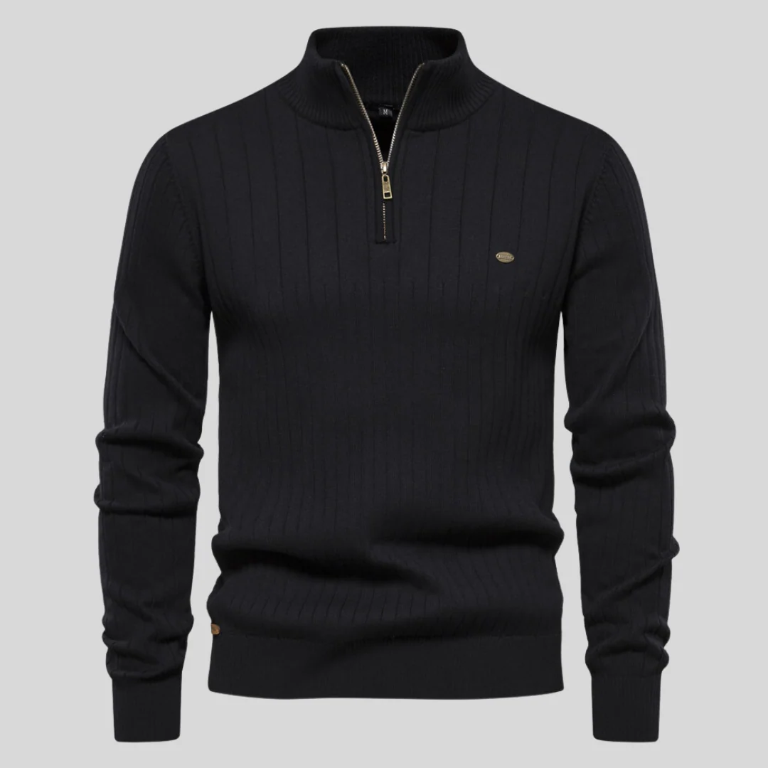 Men's Ultra-Soft Ribbed Half-Zip Cotton Sweater – Cozy, Comfortable Fit Sweater