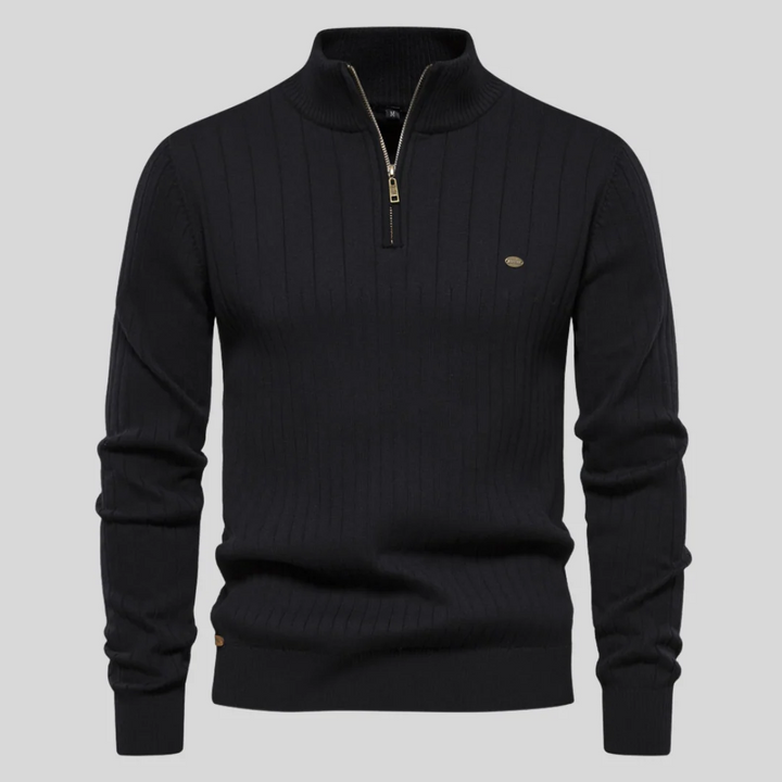 Men's Ultra-Soft Ribbed Half-Zip Cotton Sweater – Cozy, Comfortable Fit Sweater