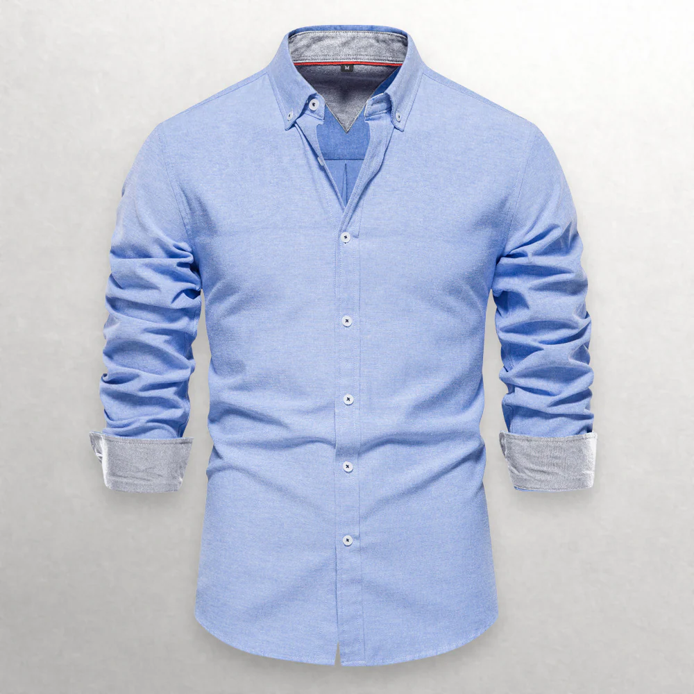Men's 100% Pure Cotton Button-Down Shirt – Ultra-Soft, Lightweight Shirt