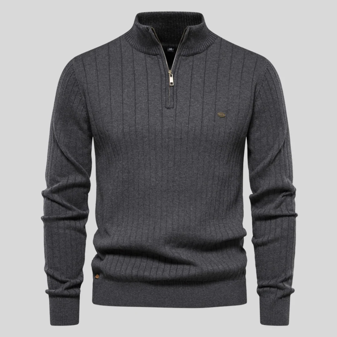 Men's Ultra-Soft Ribbed Half-Zip Cotton Sweater – Cozy, Comfortable Fit Sweater