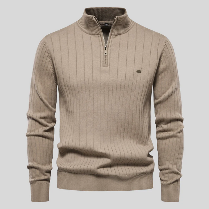 Men's Ultra-Soft Ribbed Half-Zip Cotton Sweater – Cozy, Comfortable Fit Sweater