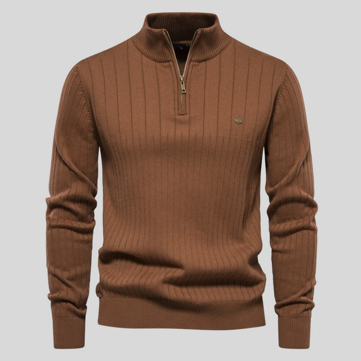 Men's Ultra-Soft Ribbed Half-Zip Cotton Sweater – Cozy, Comfortable Fit Sweater