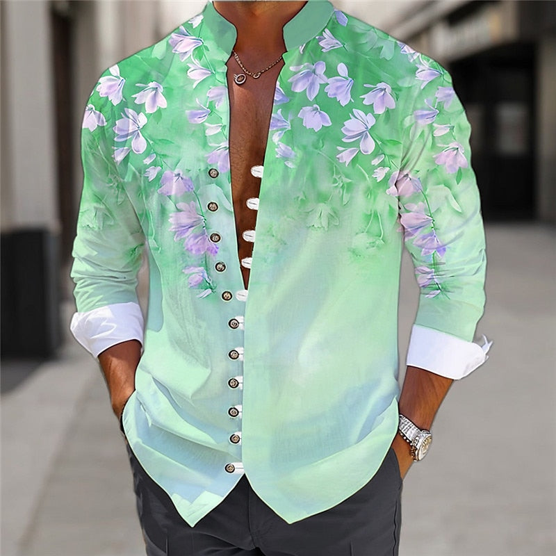 Floral Print Button-Up Shirt for Men – Lightweight, Ultra-Soft, Breathable Shirt